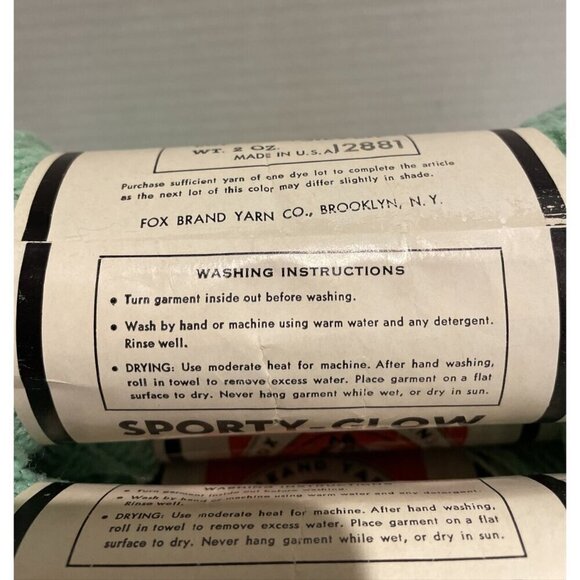 Fox Brand Yarns Baby Green Metallic Threads 2 Oz Lot of 8 Skeins Dupont USA Made - Picture 6 of 7